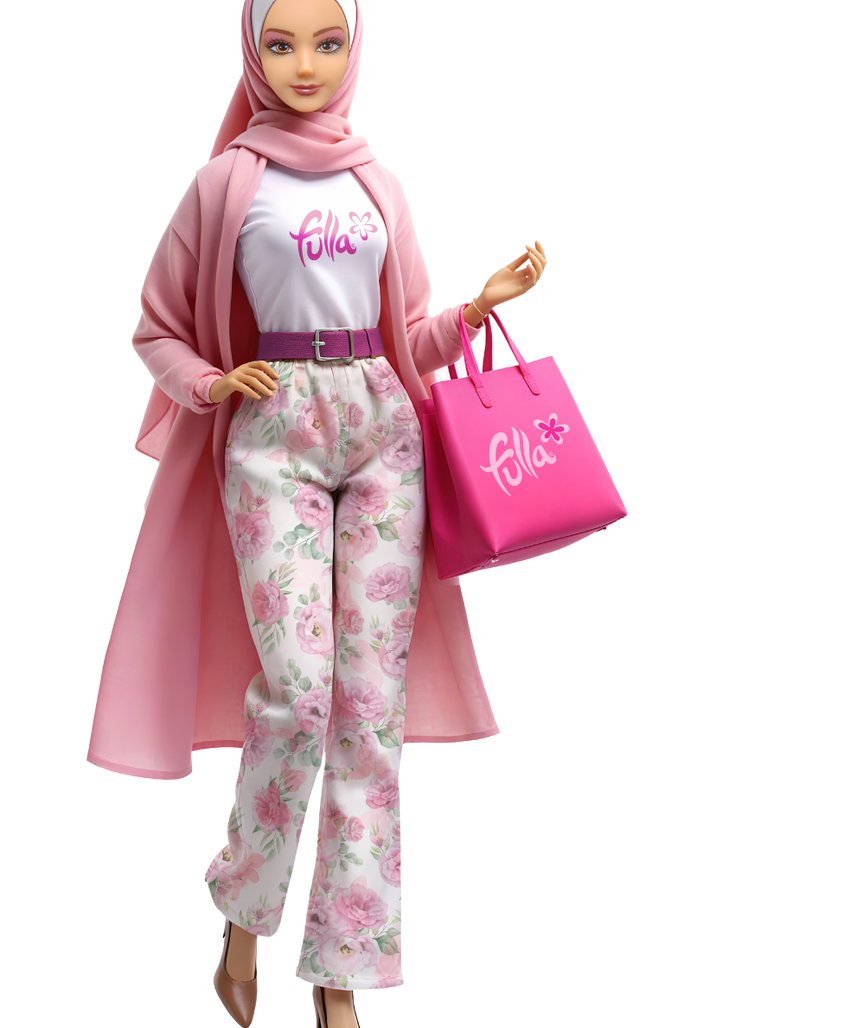 ulla Doll with Pink Motorbike, Floral Pants, Jacket, Helmet and Headscarf, Fashion Doll Ride-On Adventure Set for Girls, Age 3+