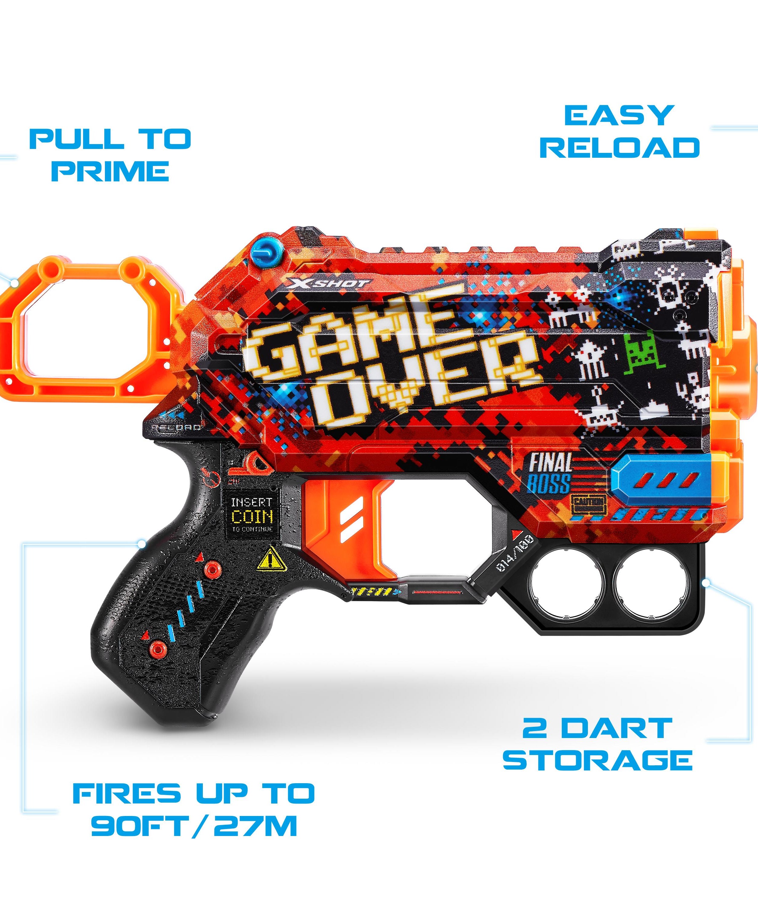 X Shot Skins Menace Blaster, Compact Foam Dart Gun for Boys, Age 8+