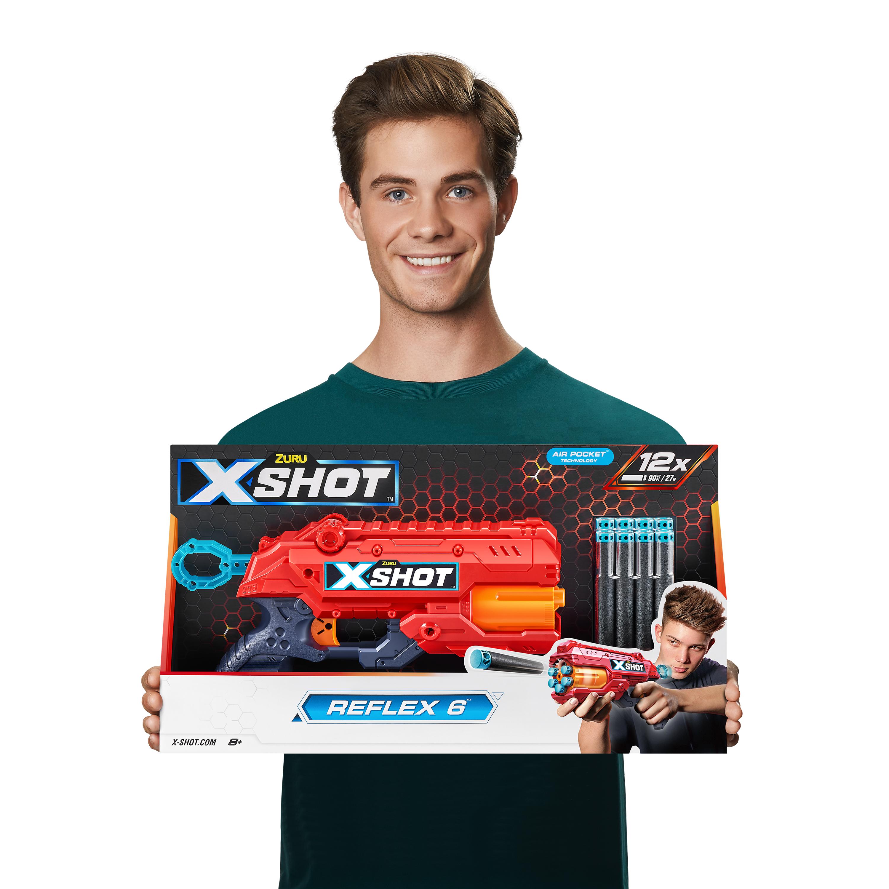 X-Shot Excel Reflex 6 Dart Blaster with 16 Air Pocket Darts, Rapid-Fire Toy Gun for Kids, Teens, and Adults, Outdoor Action Play, Ages 8+