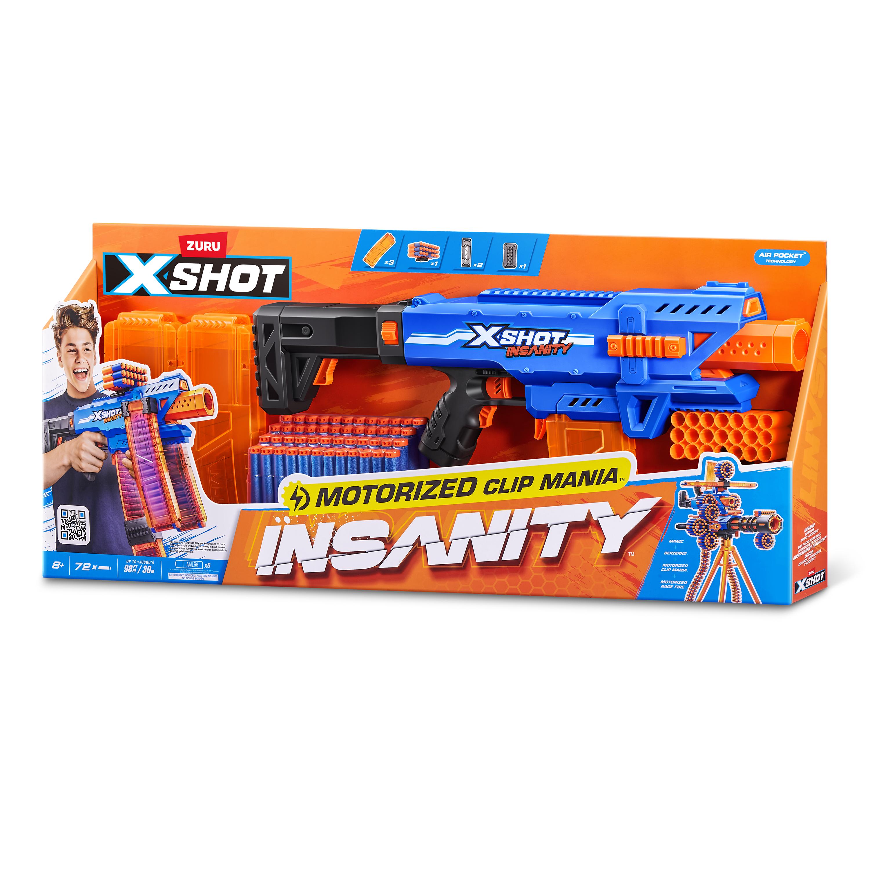 X Shot Insanity Motorised Clip Blaster, High Power Toy Gun for Boys, Age 8+