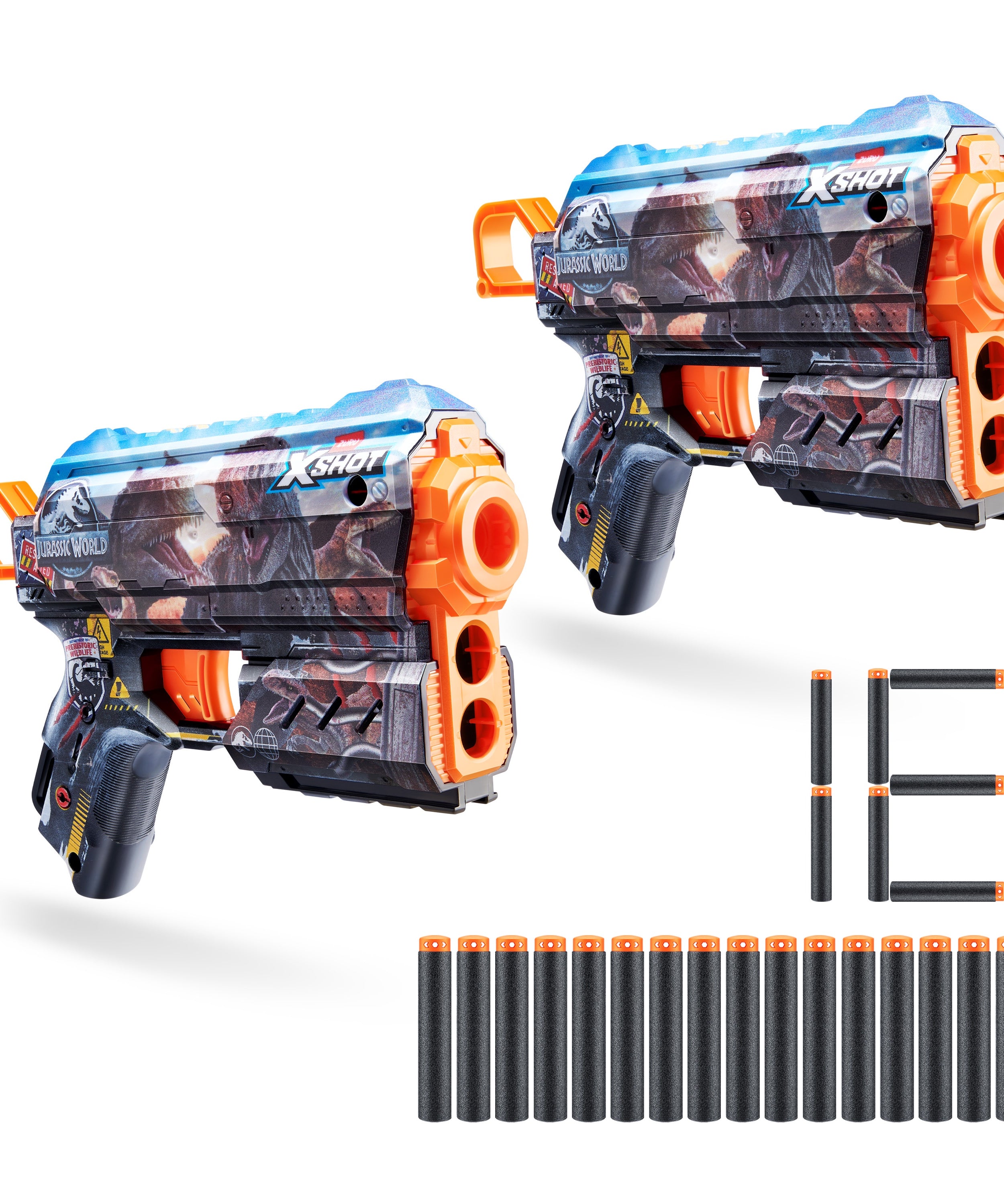 Title: Jurassic Flux Combo 2 Pack Dart Blaster with Dinosaur Skins, Air Pocket Darts, Single Shot with Storage, Recoil Action, Fires 27m/90ft, Includes 16 Foam Darts, Ages 8 and Up