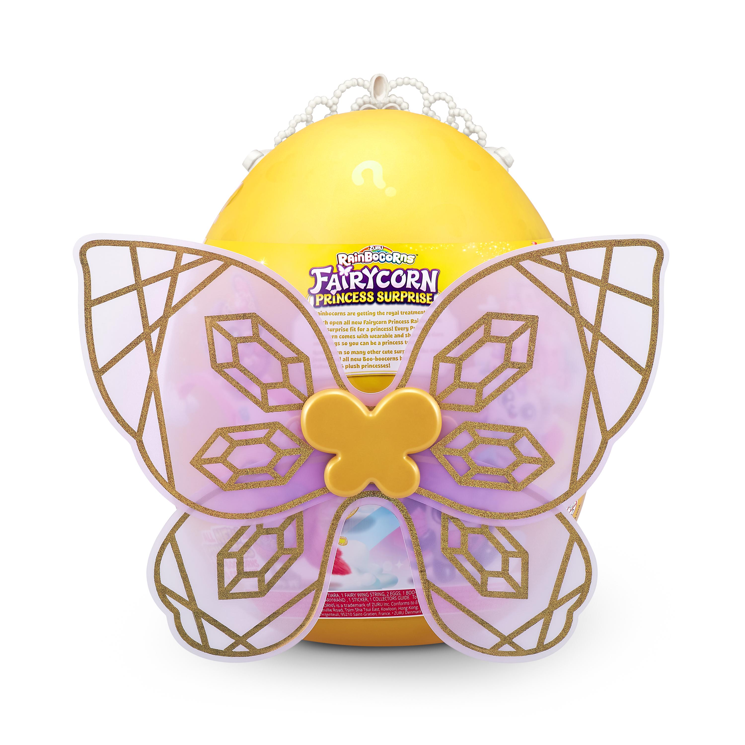 Rainbocorns Fairycorn Princess Surprise (Puppy) 11" Collectible Plush Toy with 35+ Surprises, Fairy Wings, Tiara, Wand, Boo-Boocorn, and Surprise Egg, Soft Toy for Girls Ages 3+