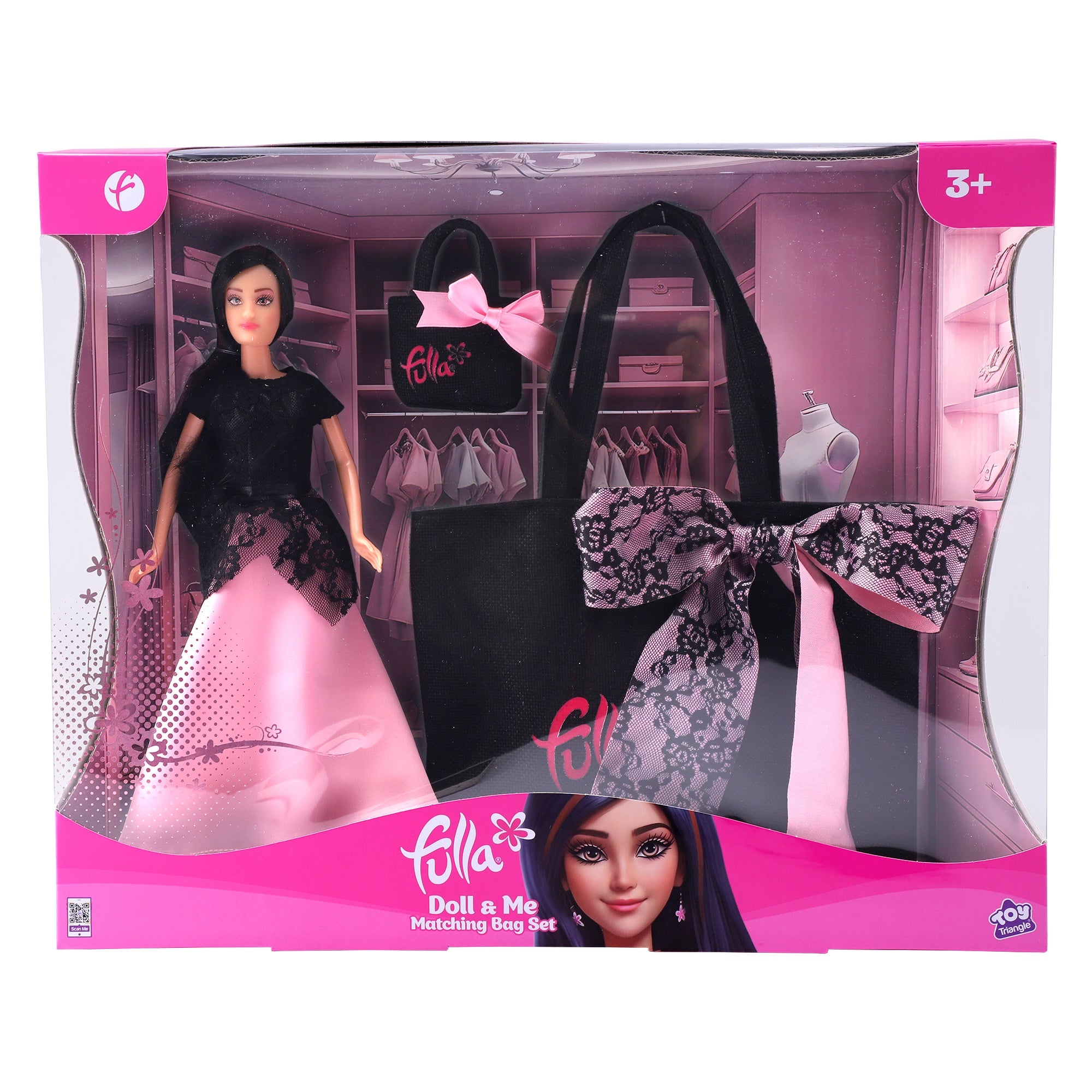 Fulla Doll and Me Matching Bag Set, Fashion Doll Playset with Mini and Large Bags, Pretend Travel Toy for Girls Ages 3 and Up