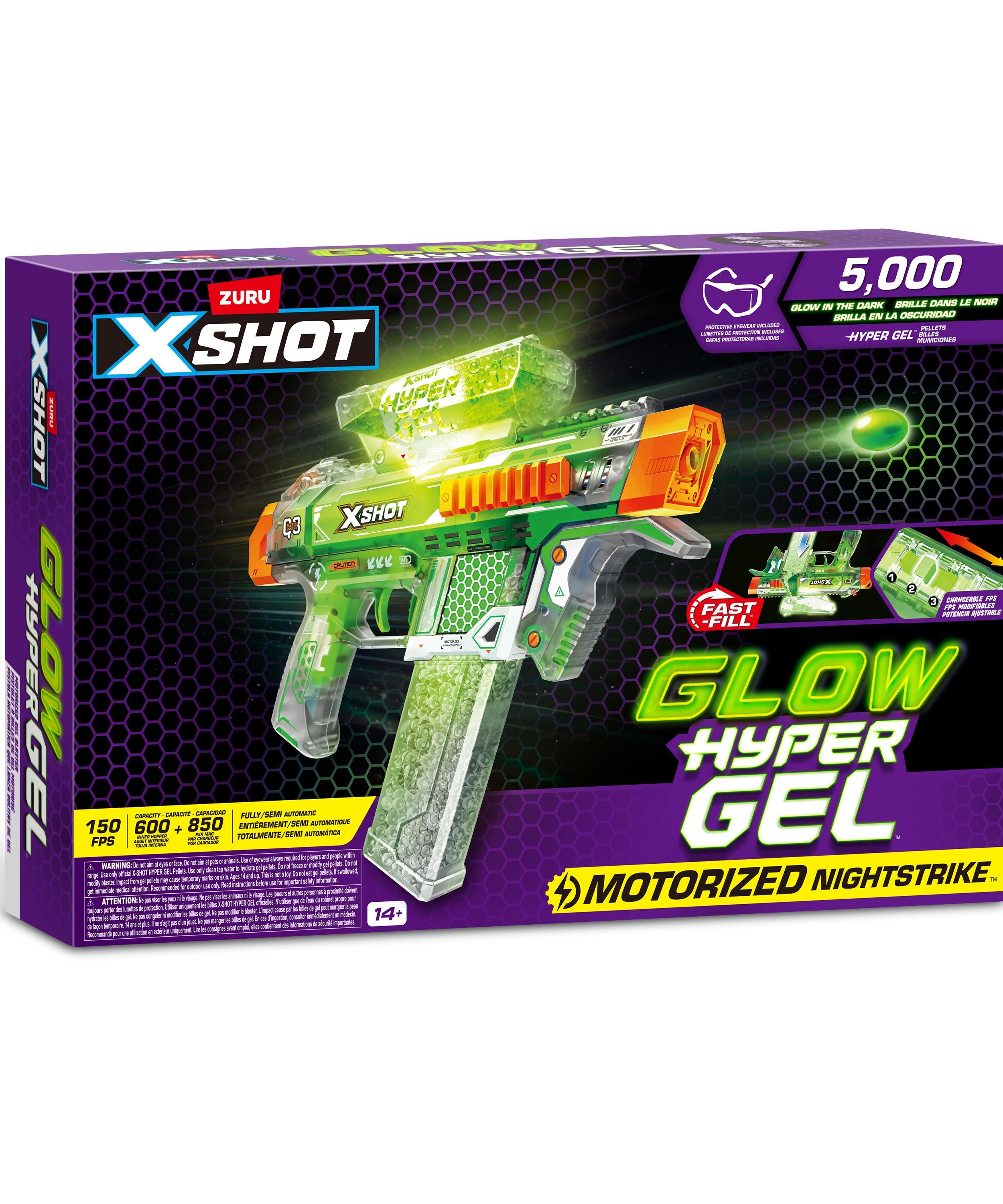 X Shot Hyper Gel Glow In The Dark Medium Blaster, Toy Gun for Boys, Age 14+