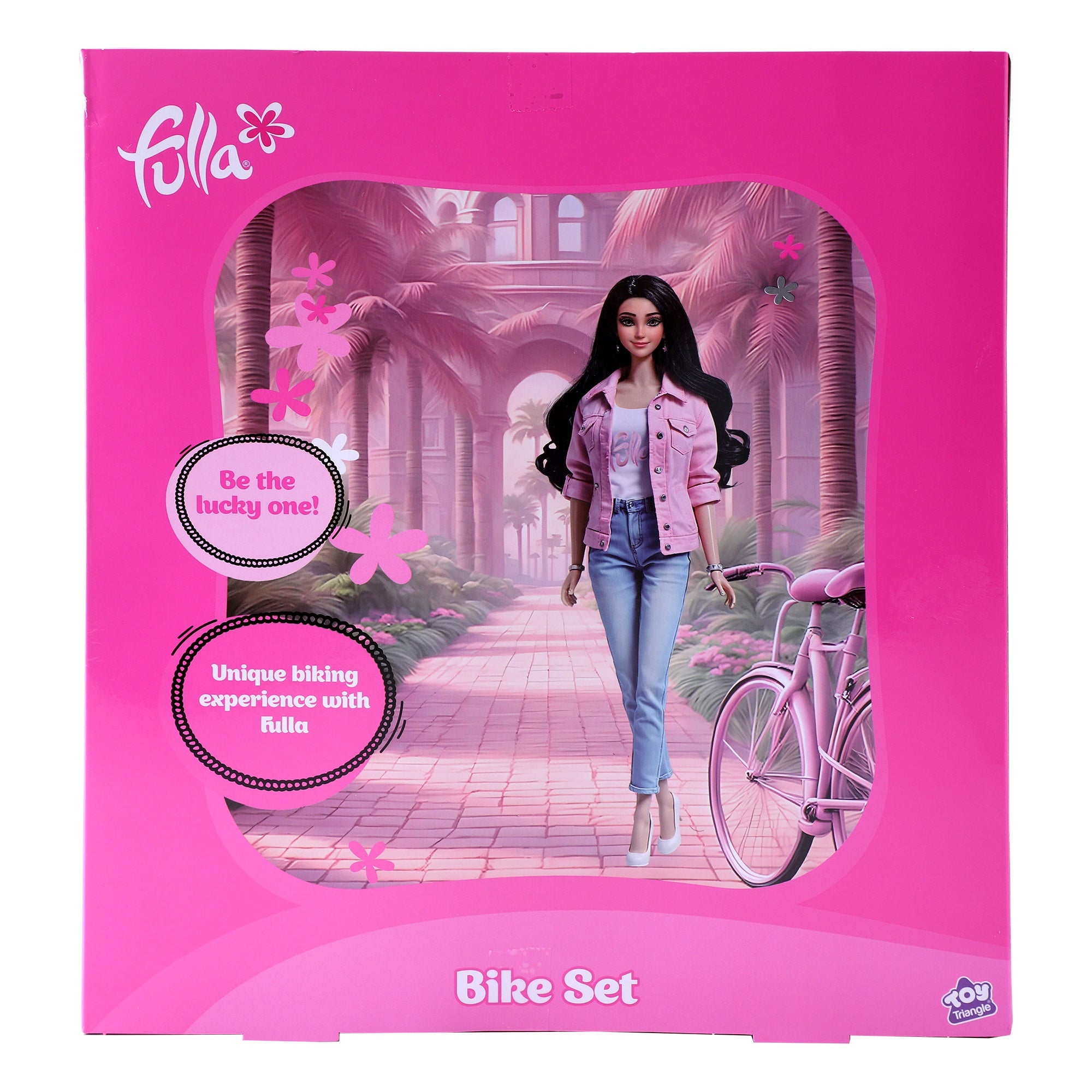 Fulla Doll with Bike and Helmet, Rolling Wheels, Fashion Outfit & Outdoor Adventure Play for Girls, Ages 3+