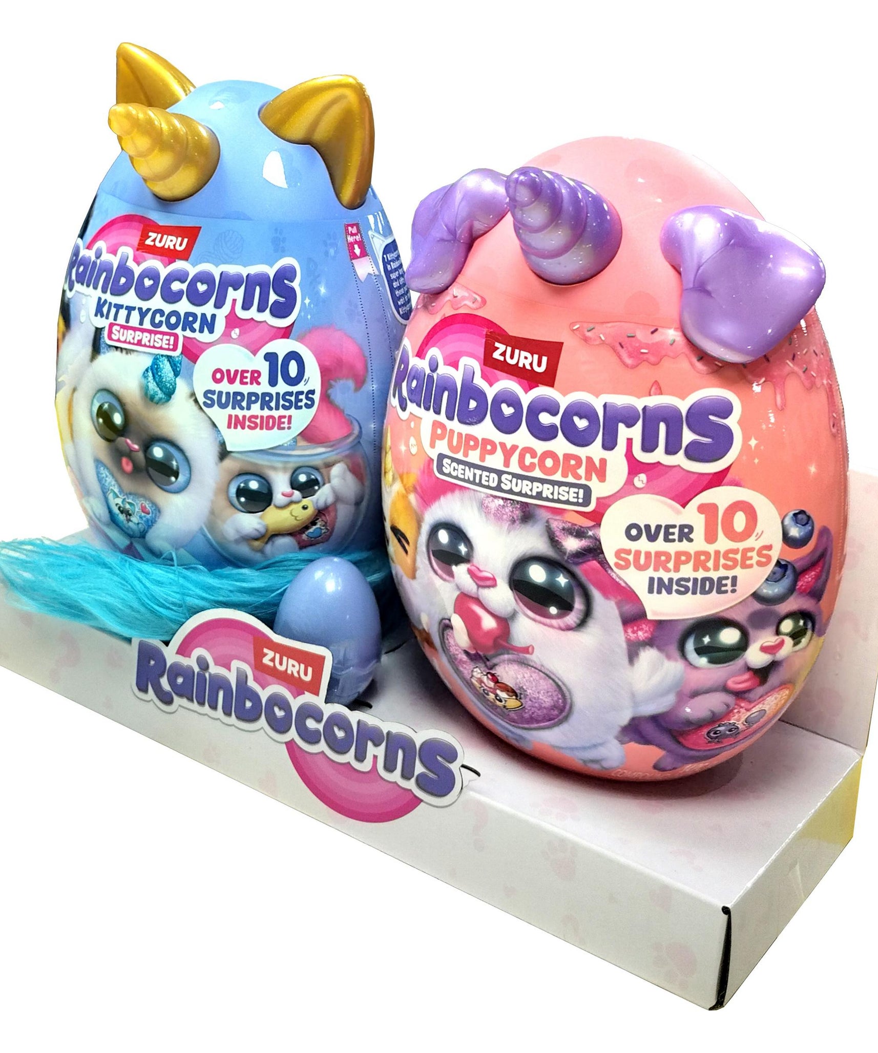 Rainbocorns Combo Kittycorn & Puppycorn Surprise Plush for Girls Ages 3+, Scented Accessories, Slime & Stickers, Collectible 2-Pack Toy Gift