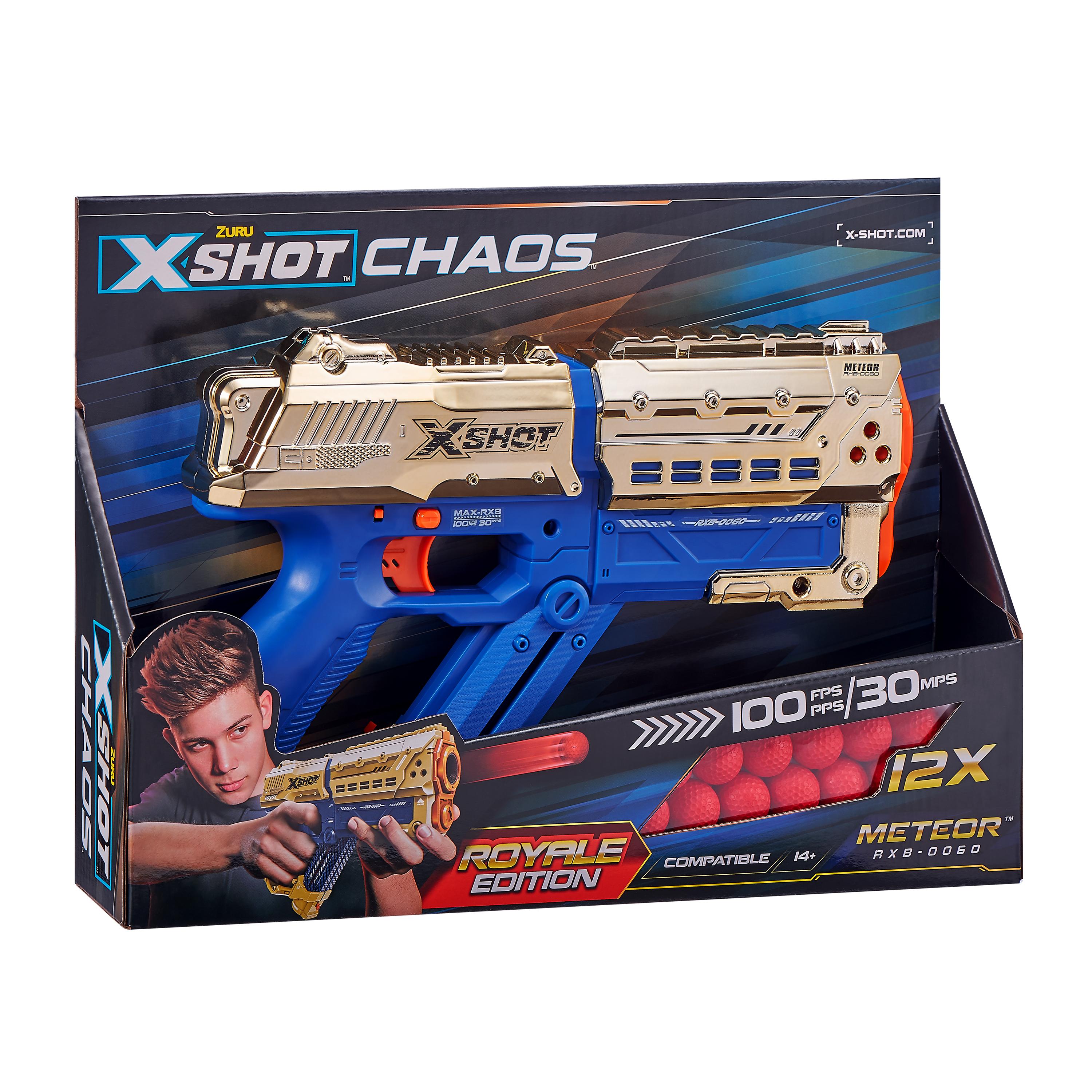 X Shot Chaos Dart Ball Blaster Golden Meteor, High Speed Ball Gun Toy for Boys, Age 14+