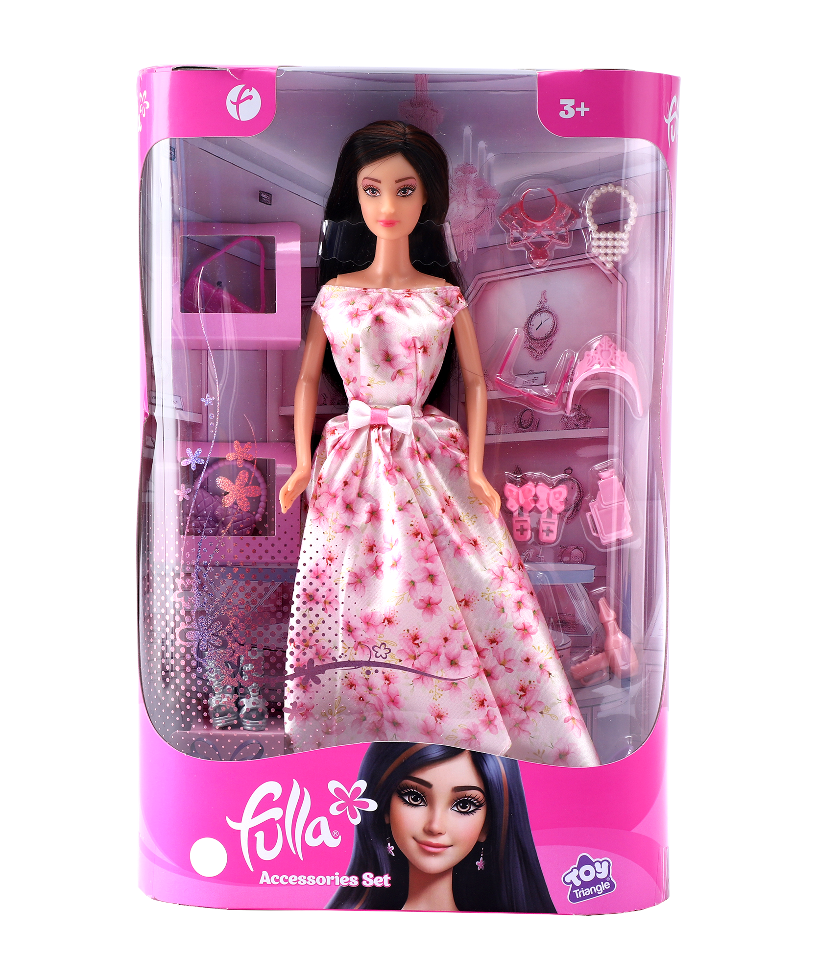 Fulla Fashion Doll with Dress-Up Accessories, Handbag, Shoes, Crown, Hair Tools & Necklace for Creative Styling Play, Ages 3+
