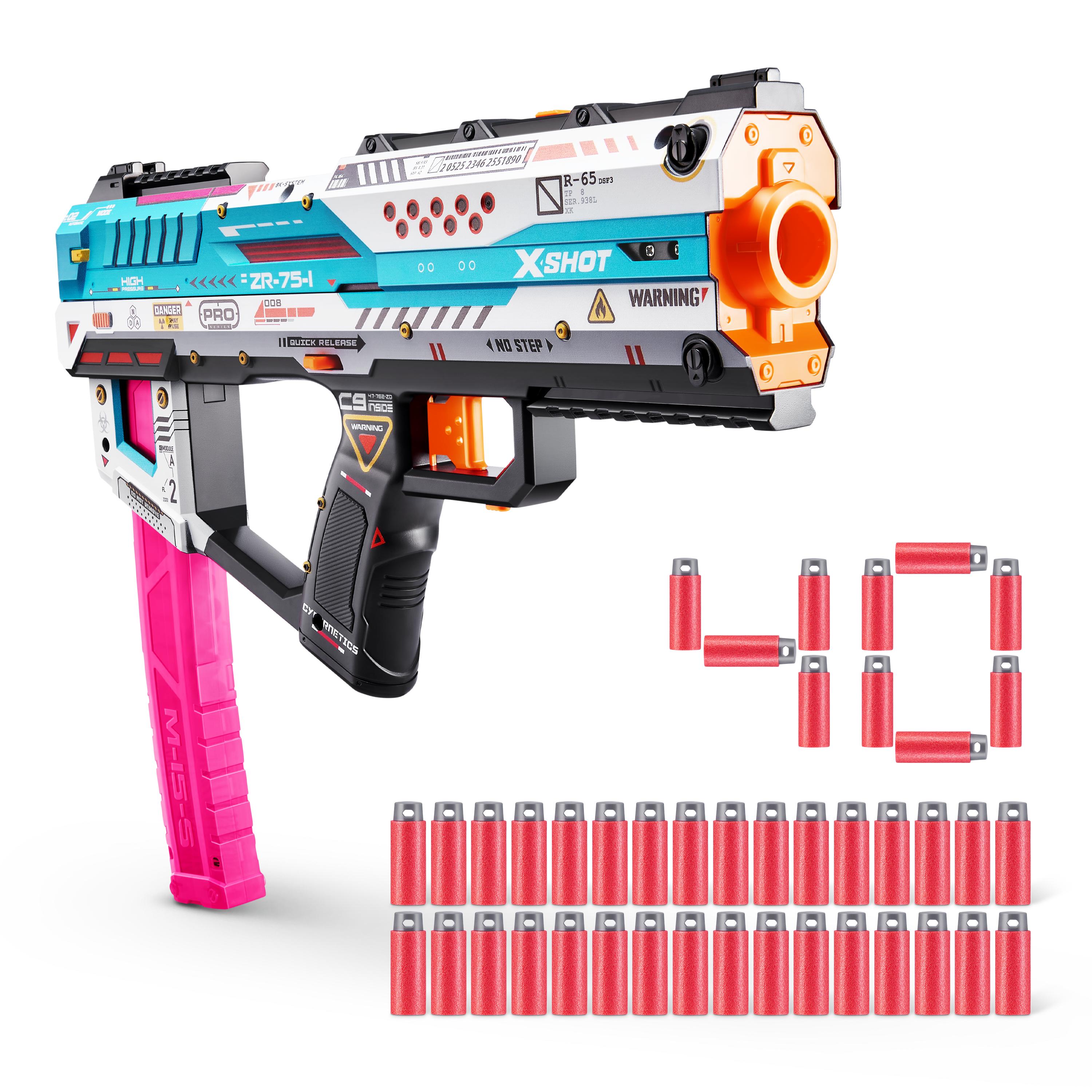 XSHOT Skins Pro Series Fury X Blaster Toy Gun for Boys & Teens, Age 14+, 40 Foam Half Darts, Slam Fire Action, 20-Dart Quick-Release Clip, Air Pocket Technology, 140ft Range