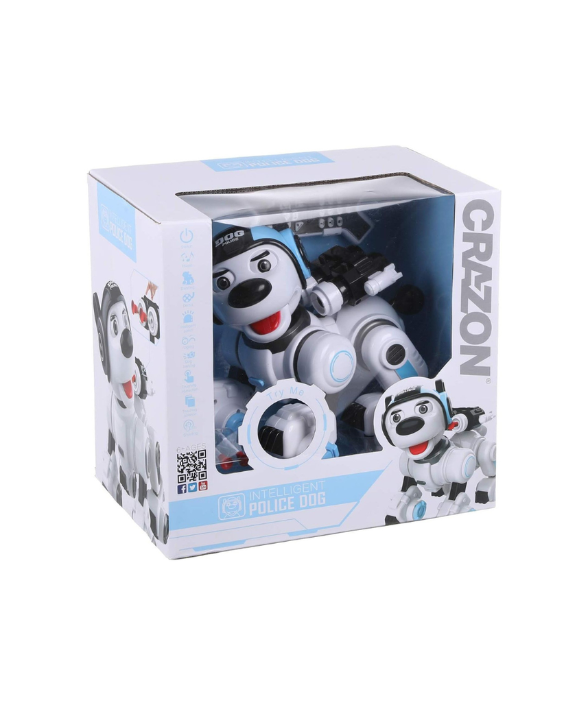 Crazon Blue Robotic Police Dog, IR Control Intelligent Robot Toy for Kids, Boys & Girls, Ages 3+