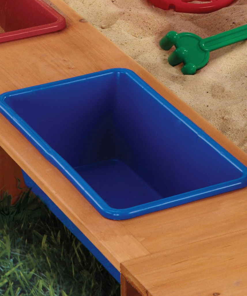 KidKraft 165 Wooden Sandbox with Canopy, Outdoor Sandpit Playset for Kids, Storage Bins, Weather Resistant Wood, Mesh Cover, Garden Sand Toys for Children Ages 3 to 8