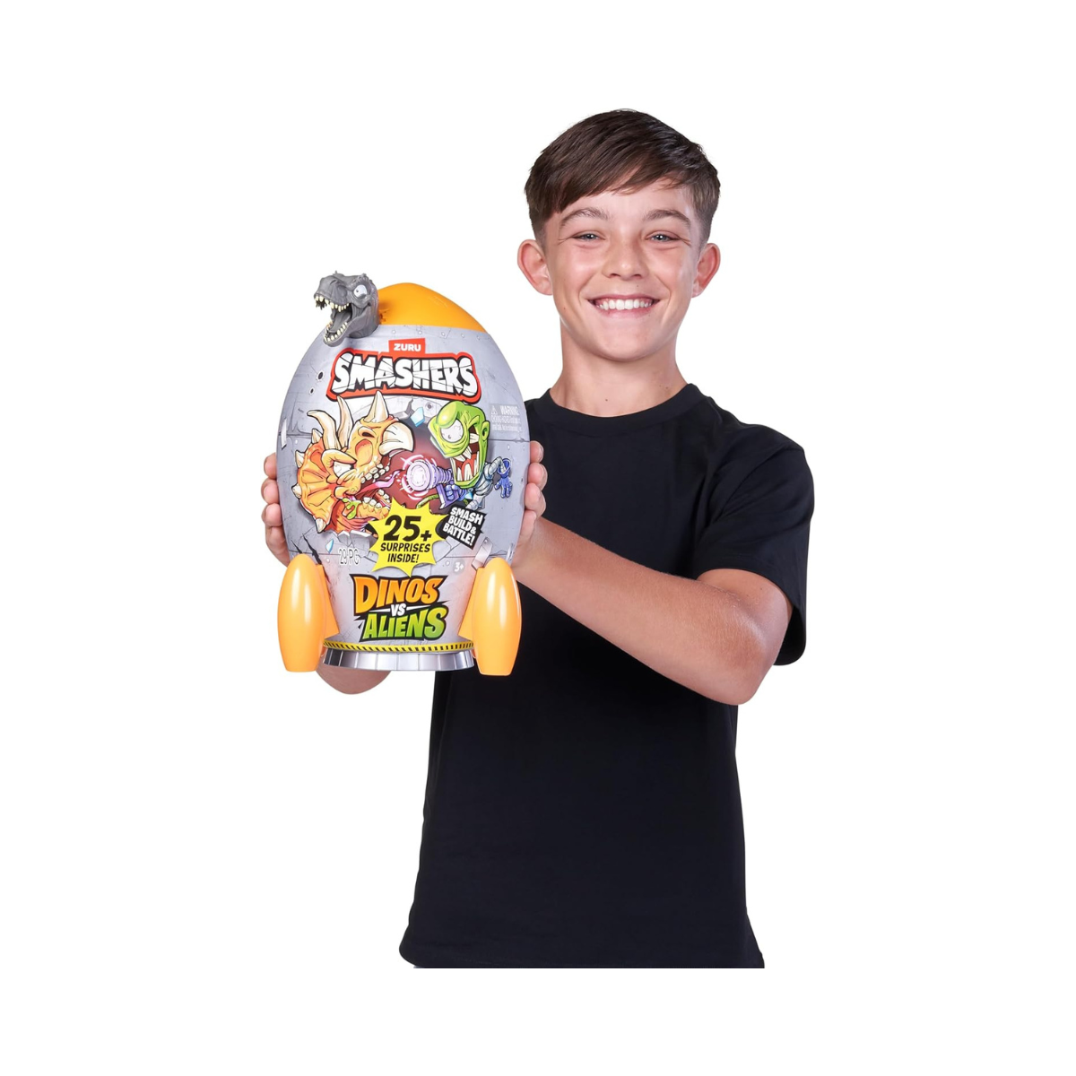 Smashers Dinos vs Aliens Rocket with 20+ Surprises Dinosaur and Alien Build Set for Kids, Slime Dirt Excavation, Smash and Build Action Figure Toy, Spinosaurus Theme, Ages 3+