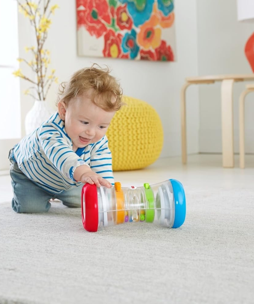Fisher Price 3 in 1 Crawl Along Tumble Tower, DRG12 Activity Toy, Multi Color, Sit and Play Roll and Chase Puzzle Maze Toy for Babies, Fine Motor Skill Development, 9 Months and Up