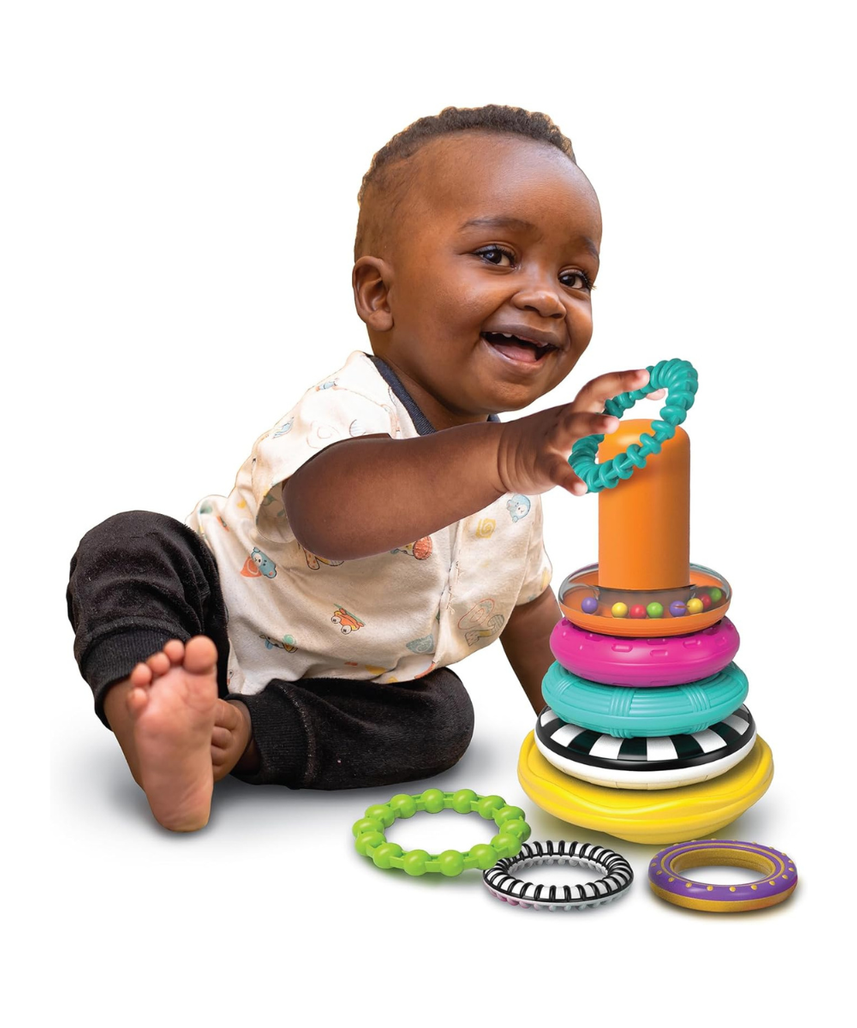 Winfun Sensory Wobble Stacker Baby Toy for Motor Skills Hand-Eye Coordination and Early Learning 3+ Months