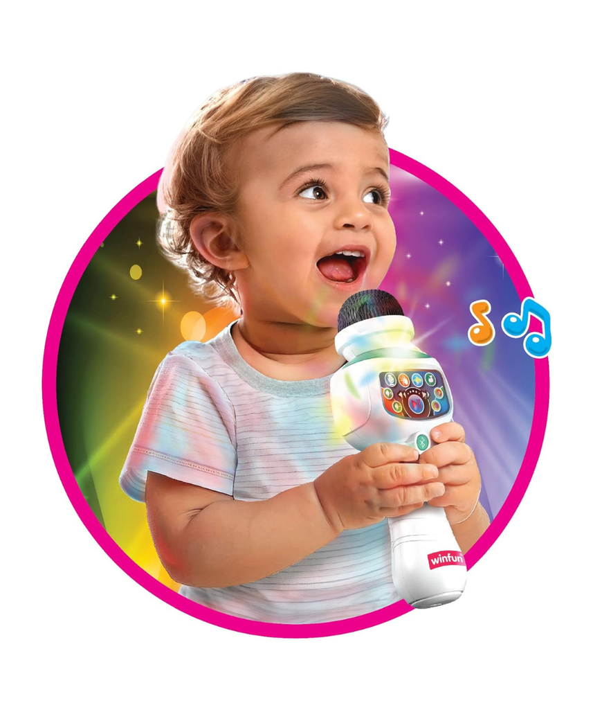 Winfun Karaoke Kid Bluetooth Mic for Kids, Wireless Singing Microphone with Built-In Music, Sound Effects & Colorful Lights, Interactive Musical Toy for Toddlers and Young Children