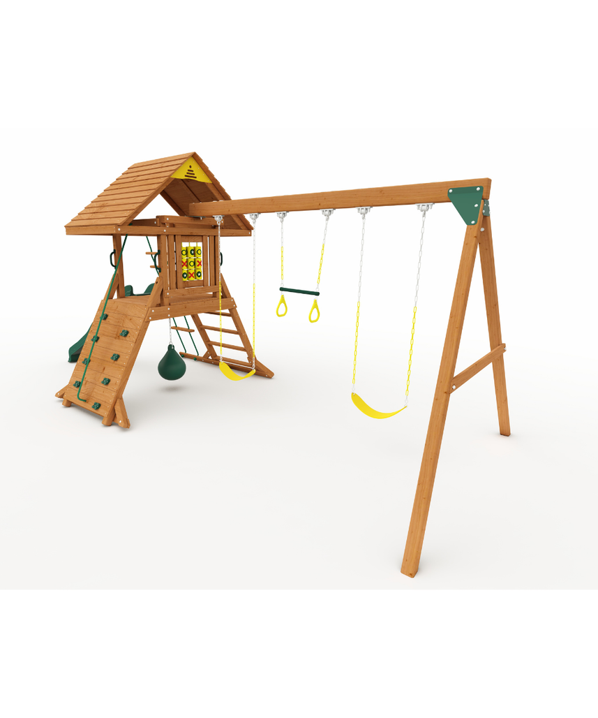 Hilltop Heights Swing Set – Kiddoro Wooden Outdoor Playground (Ages 2–12 Years)