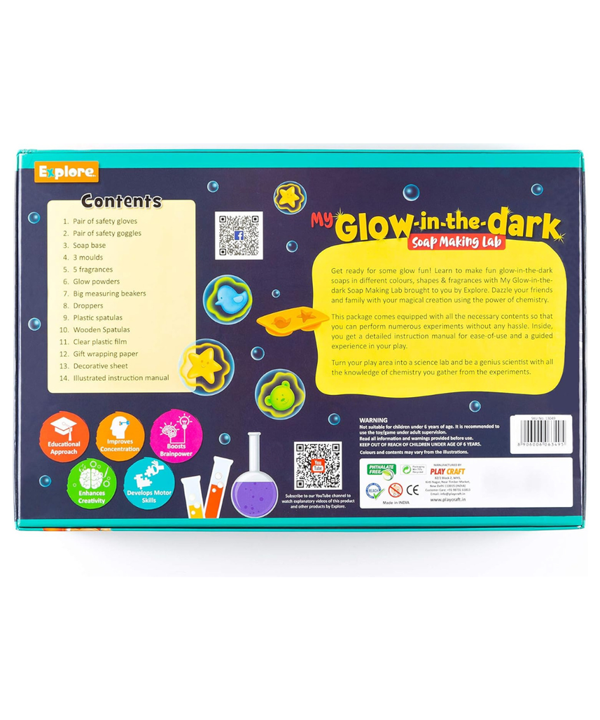Explore STEM Learner My Glow-in-The-Dark Soap Making Lab, Educational DIY Activity Toy Kit for Boys and Girls 6+, Science Experiment Kit, Safe Tested Materials, One Size