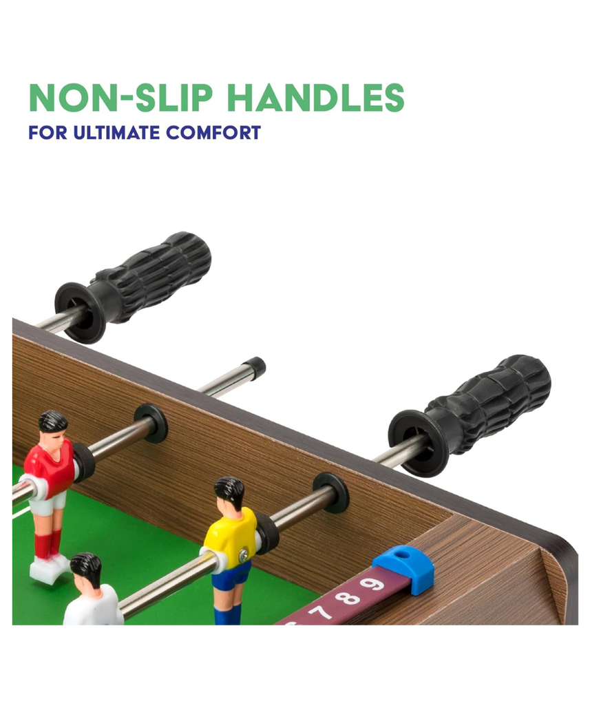 Power Play TY5893DB Table Top Football Foosball Game, 20 Inch Compact Game Table for Boys and Girls 5+, Sturdy Wooden Construction, Smooth Rotating Rods, Manual Score Tracker, Indoor Family Fun