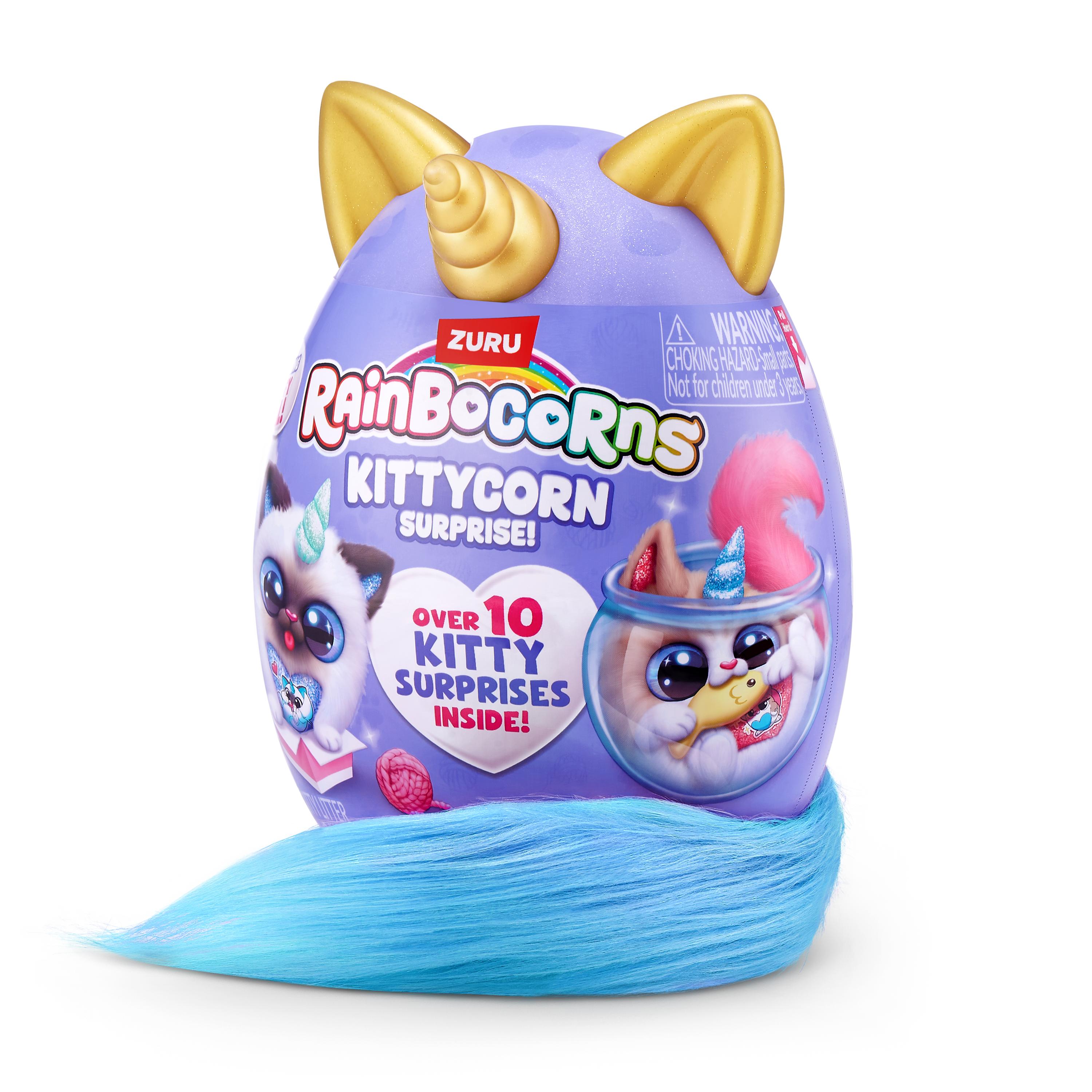 Rainbocorns Kittycorn Surprise S9 Collectible Plush Toy Set, 10+ Magical Surprises, Soft Plush Kittens with Fluffy Tails, Interactive Play for Girls Age 3+