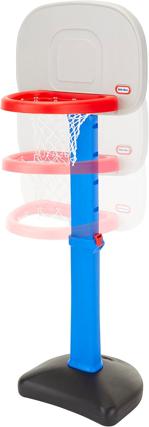 Little Tikes Totsports Easy Score Basketball Set, Adjustable Toddler Hoop with Round Backboard and 3 Balls, Indoor Outdoor Play, Ages 18 Months to 5 Years, Sport & Outdoor