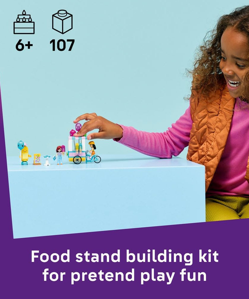 LEGO Friends Ice Cream & Balloon Stand - Toy Shop w/a Bike, 2 Mini Dolls, Play Food Accessories & Ice Pop Mascot - Birthday Gift for 6+ Year Old Girls - 42692