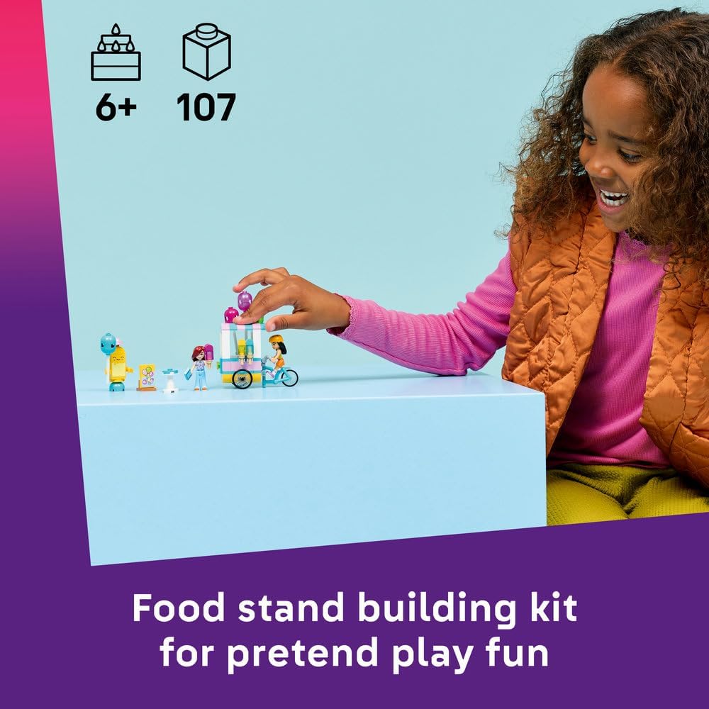 LEGO Friends Ice Cream & Balloon Stand - Toy Shop w/a Bike, 2 Mini Dolls, Play Food Accessories & Ice Pop Mascot - Birthday Gift for 6+ Year Old Girls - 42692