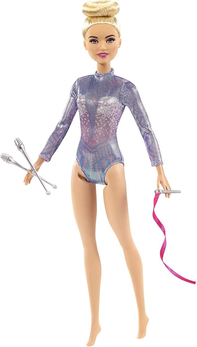 Barbie Rhythmic Gymnast Blonde Doll (12-in/30.40-cm), Leotard & Accessories