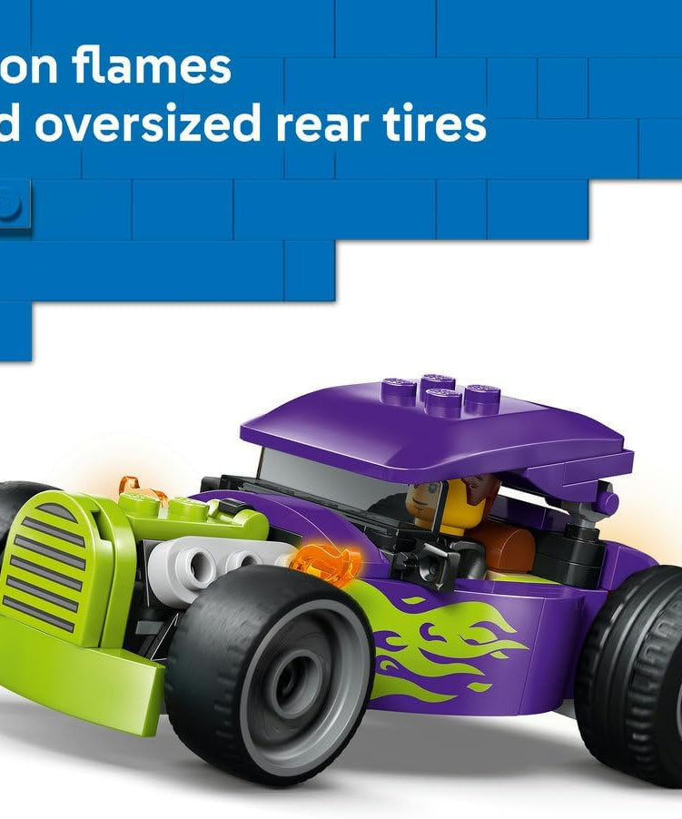 LEGO City Hot Rod - Race Car Toy w/a Driver Minifigure & Folding Roof - Fine Motor Skills Building Set - Small Birthday Gift Idea for 5+ Year Old Boys - 60485