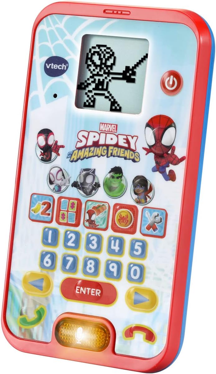 VTech, Spidey and His Super Friends Learning Phone, Multicolor, Voice-Activated Role Play, Educational Games, Interactive Learning Toy, Numbers, Counting, Memory, Matching Skills, for Children Ages 3-6
