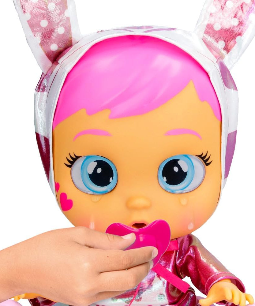 CRY Babies Stars Coney -12" Baby Doll | Pink and White Shiny Iridescent Dress with Bunny Themed Hoodie, for Girls and Kids 18M and Up