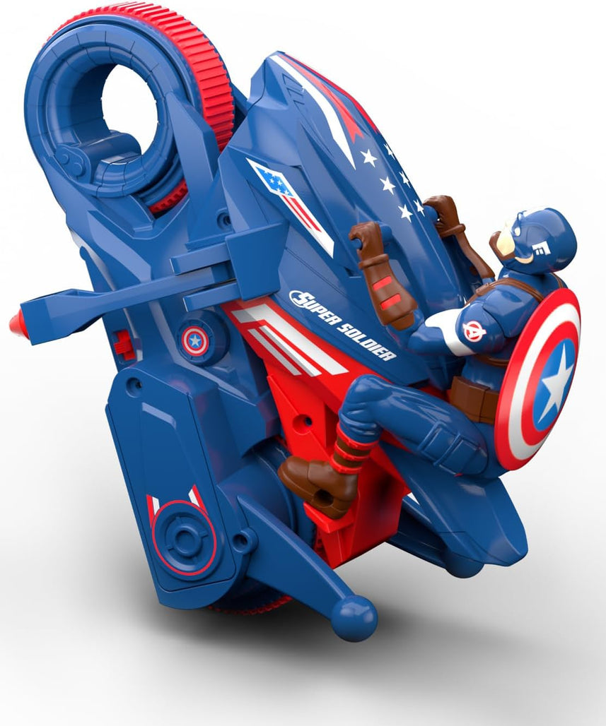 Marvel Captain America Blaze & Race RC Bike - 2.4 GHz Full Function Remote Control Motorcycle - High-Speed Action Toy for Kids & Toddlers - Ages 3+