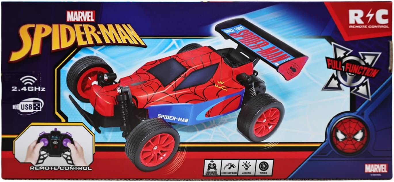 Marvel Spider-Man Inferno GT Blazer RC Car - 2.4 GHz Full Function Remote Control Vehicle with Working Lights - Official Marvel Avengers Toy for Kids - Ages 6+