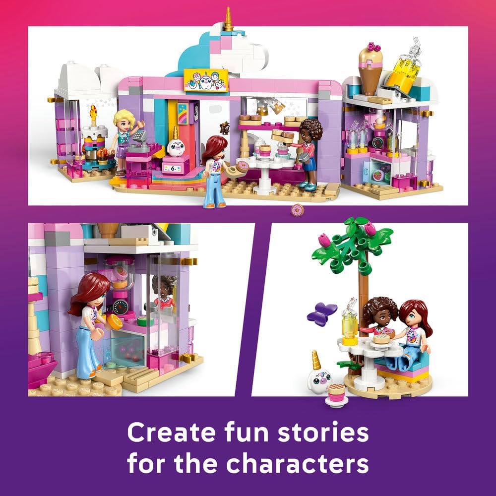 LEGO Friends Unicorn Dream Café - Toy Cake Shop w/ 3 Mini Dolls, Cash Register & Play Food Accessories incl. Cupcakes - Birthday Gift for 6+ Year Old Girls - 42684
