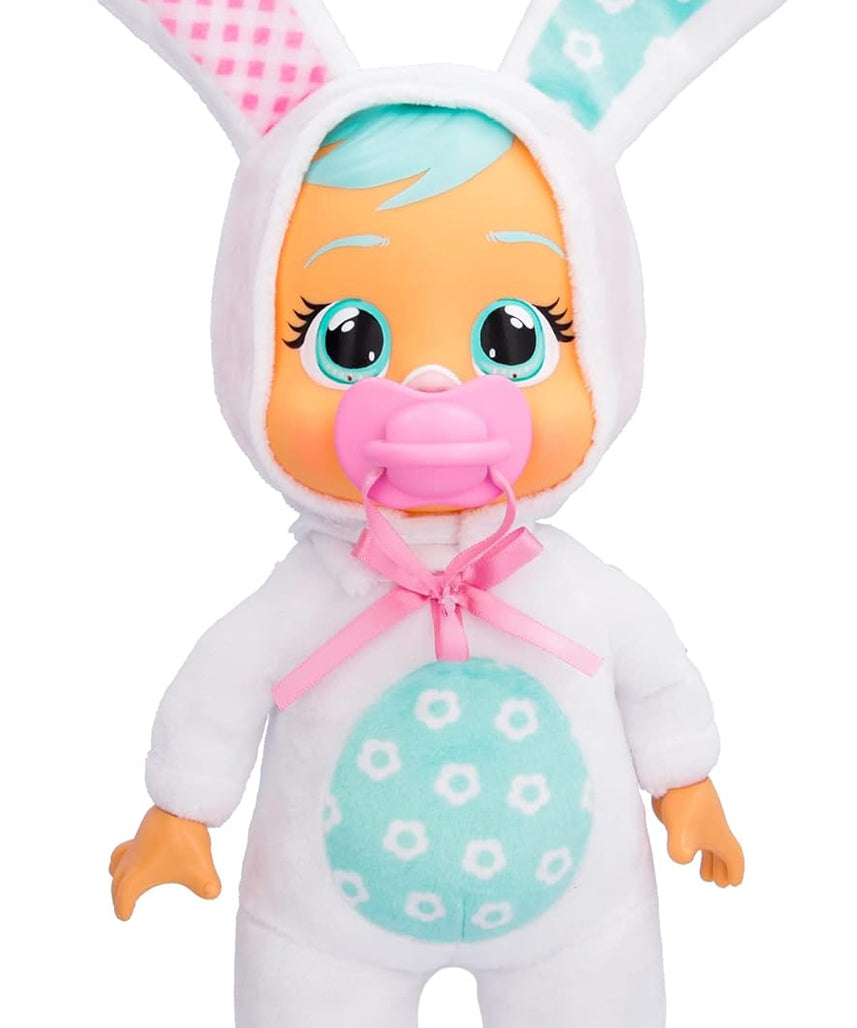 Cry Babies Tiny Cuddles Bunnies Honey - 9 inch Baby Doll, Cries Real Tears, White Bunny Themed Pajamas