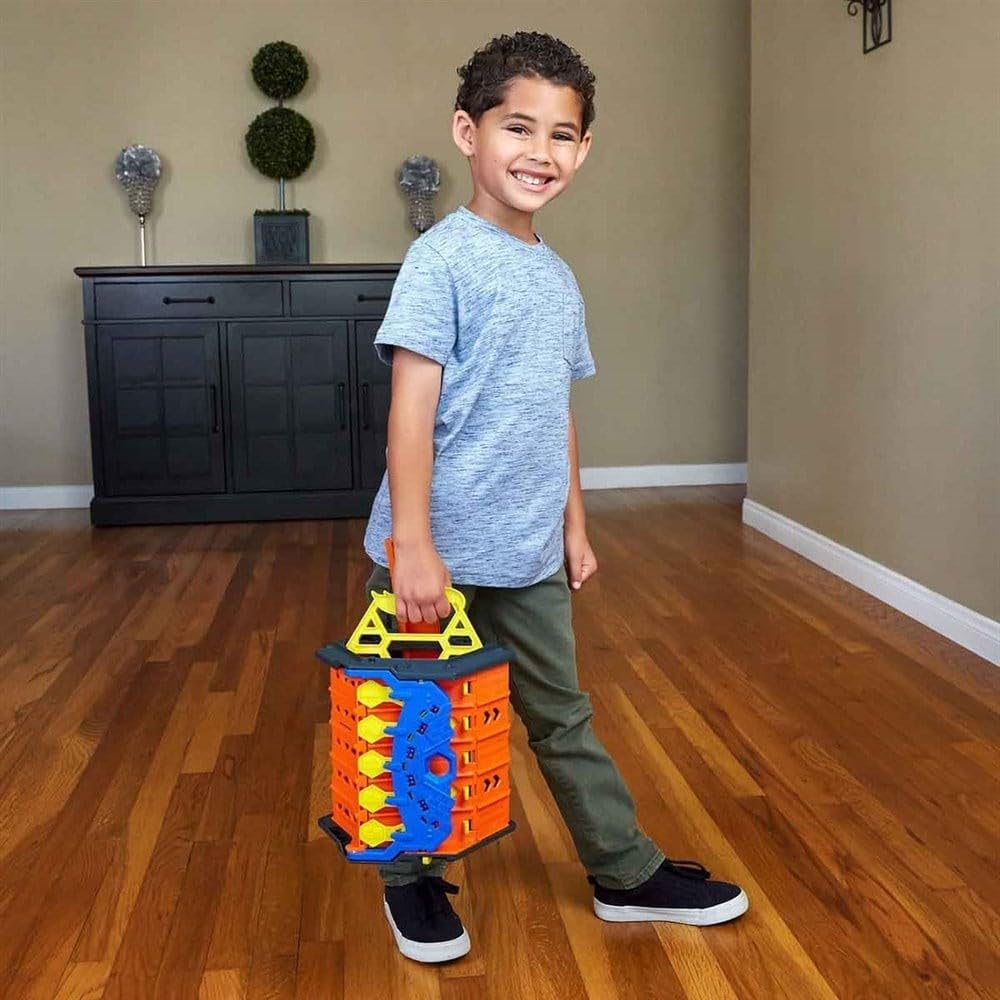 Hot Wheels Roll Out Raceway Track Set, Storage Bucket Unrolls into 5-Lane Racetrack, Includes 1 Hot Wheels Car, 4+ Years