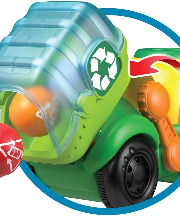 Winfun Go Green Pull-Along Recycle Truck Toy 12M+ | Eco-Themed Sorting & Recycling Playset | Toddler Push & Pull Learning Toy with Moving Wheels