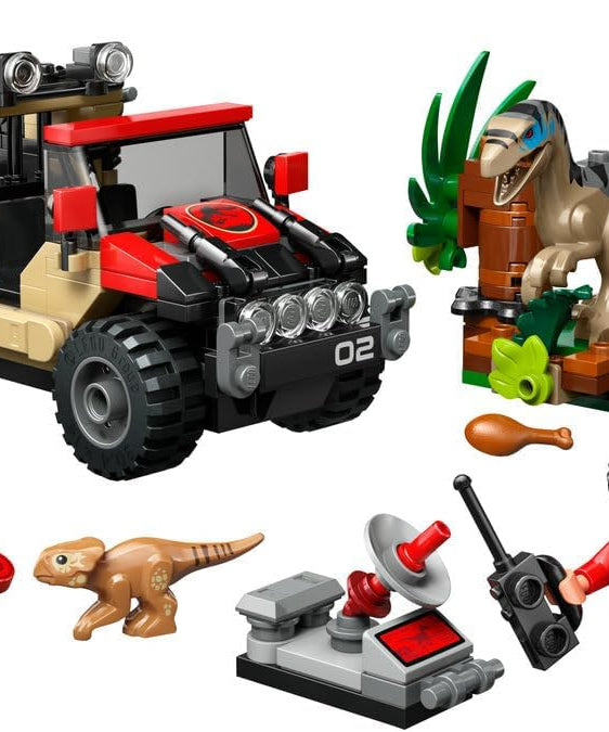 LEGO Jurassic World Raptor Off-Road Escape Dinosaur Toy incl 2 Dino Figures Off-Road Car Toy 2 Minifigures Gift for 6+ Year Old Boys Girls Rebirth Movie Fans 76972