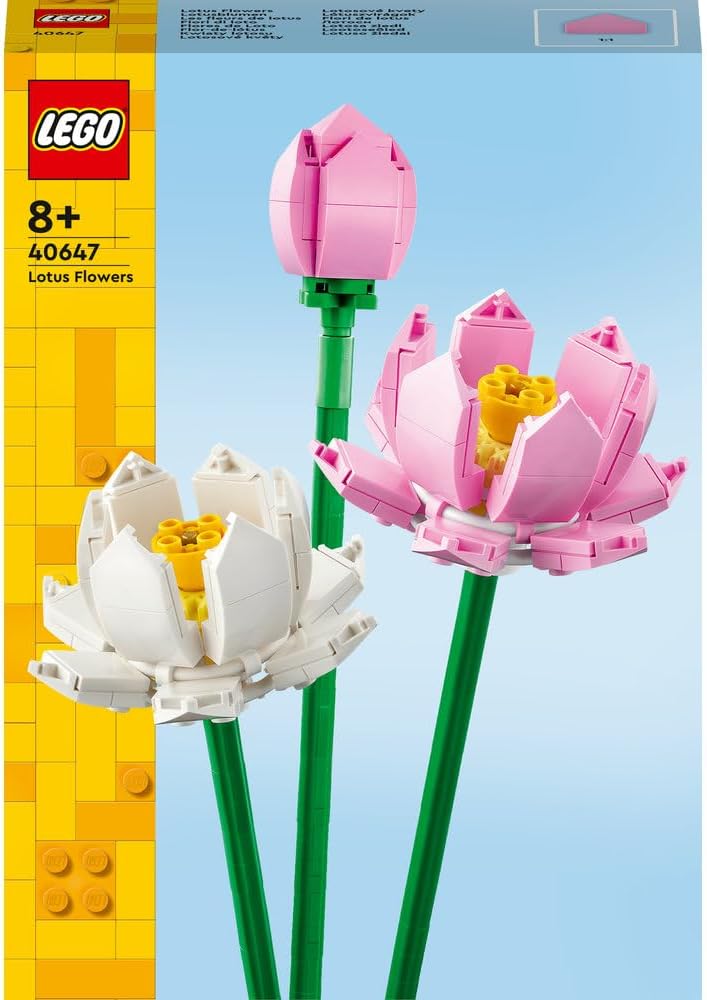 LEGO Botanicals Lotus Flowers - Faux Flower Bouquet Building Set for 8+ Year Old Girls and Boys - Bedroom Decoration or Desk Decor - Botanical Collection Birthday Gift Idea - 40647