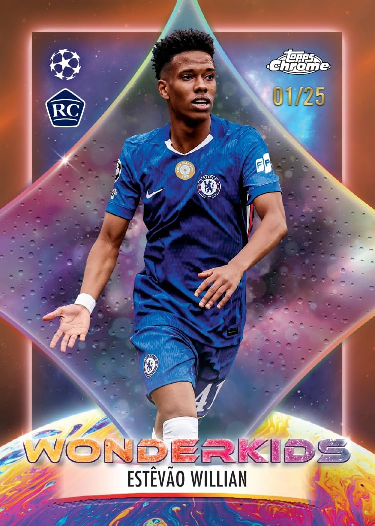 Topps Chrome UEFA Club Competitions 2025/26 Value Box Football Trading Cards | 7 Packs, Exclusive Raywave Parallels, Rookie Cards & Autograph Chase Cards