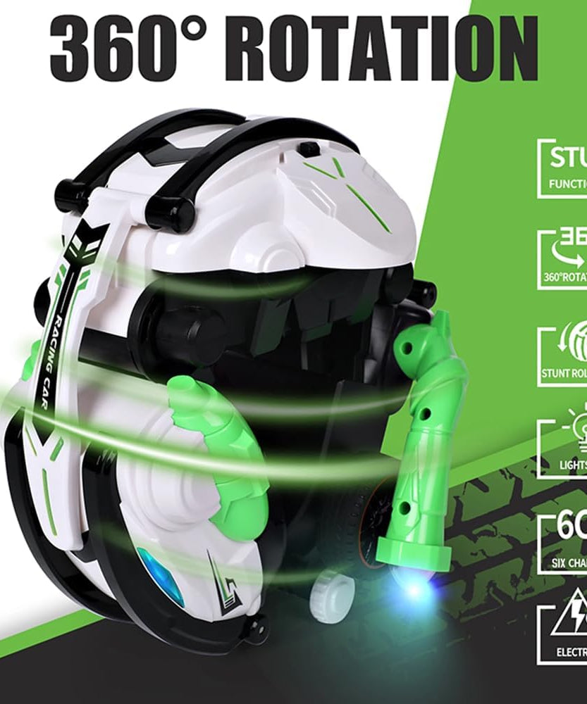 Crazon RC Stunt Car 360° Rolling Snake Car with LED Lights – Green