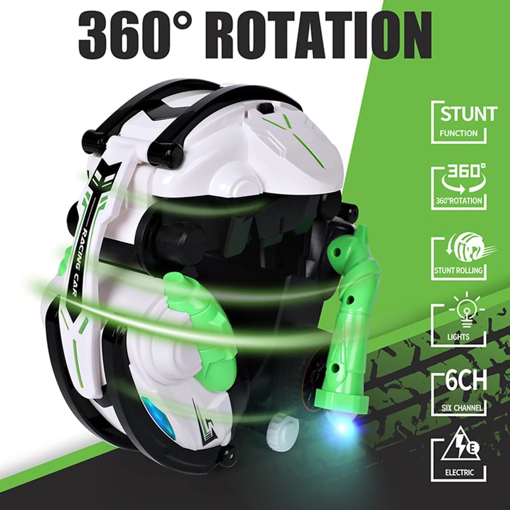 Crazon RC Stunt Car 360° Rolling Snake Car with LED Lights – Green