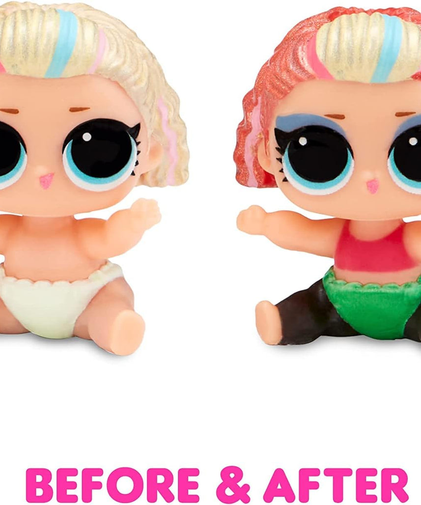 L.O.L. Surprise Glitter Color Change Lil Sis Doll Set with 5 Surprises, Collectible Fashion Doll with Glitter Hair and Accessories, Ages 4+