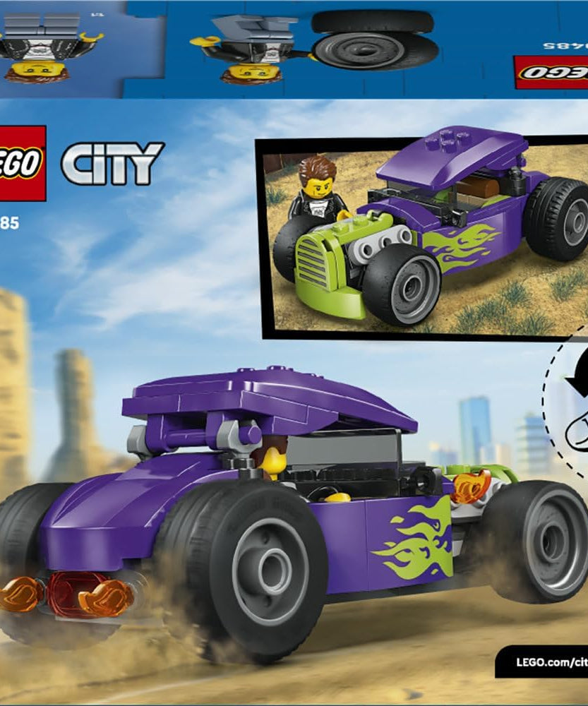 LEGO City Hot Rod - Race Car Toy w/a Driver Minifigure & Folding Roof - Fine Motor Skills Building Set - Small Birthday Gift Idea for 5+ Year Old Boys - 60485