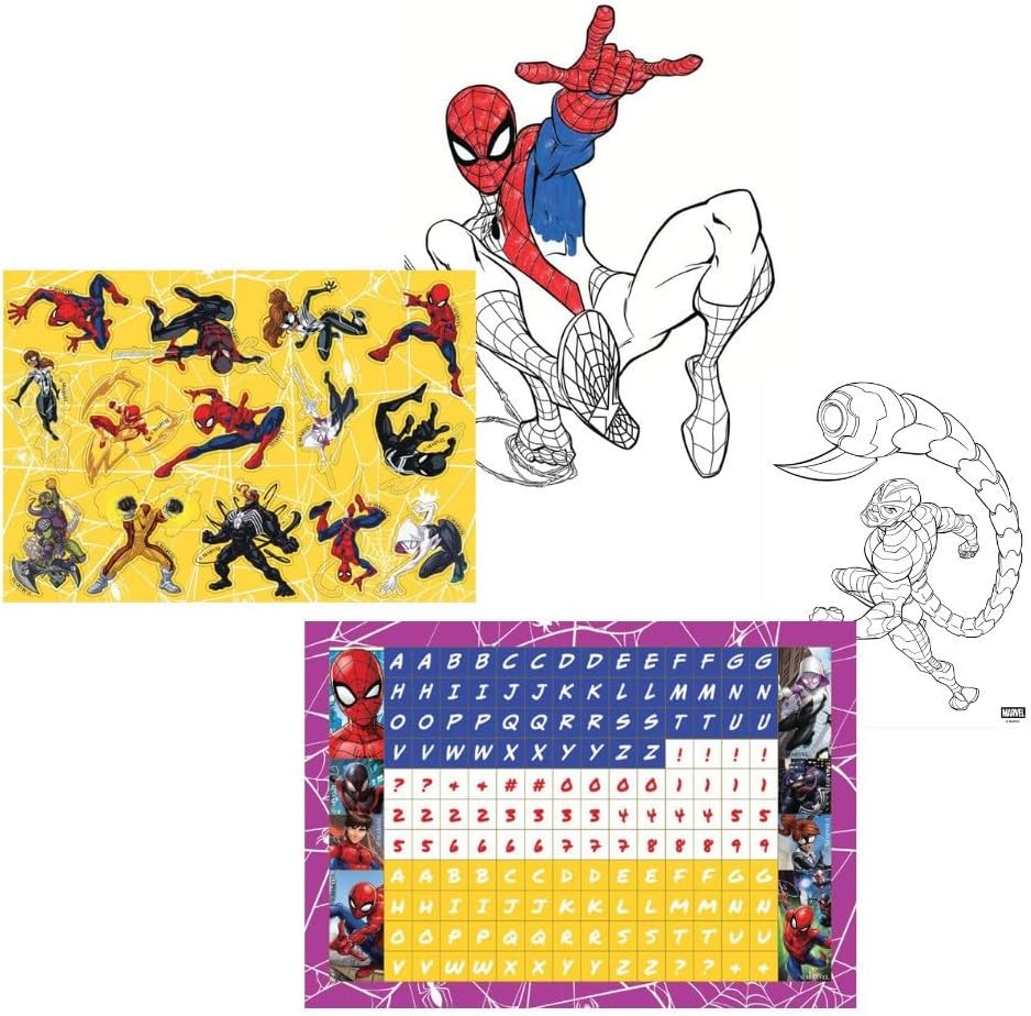 Marvel Spider-Man Story & Activity Tote Case for Kids - All-in-One Portable Art Set with Crayons, Coloring Storybook, and Stickers - Fun Travel Gift for Boys & Girls