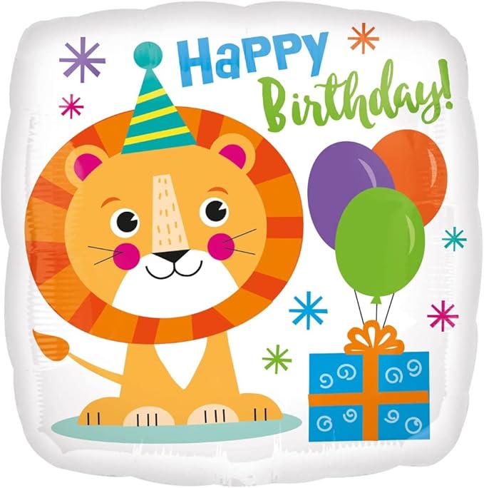 Amscan 4129501 Party Anagram 18" Happy Lion Birthday HX, Multicoloured