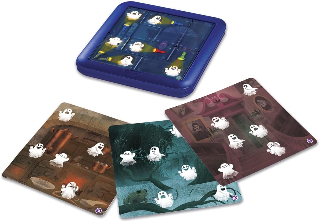 SmartGames Ghost Hunters Logic Puzzle Game for Kids 6+, IQ Brain Teaser STEM Toy with 60 Progressive Challenges, Travel-Friendly Educational Tabletop Puzzle