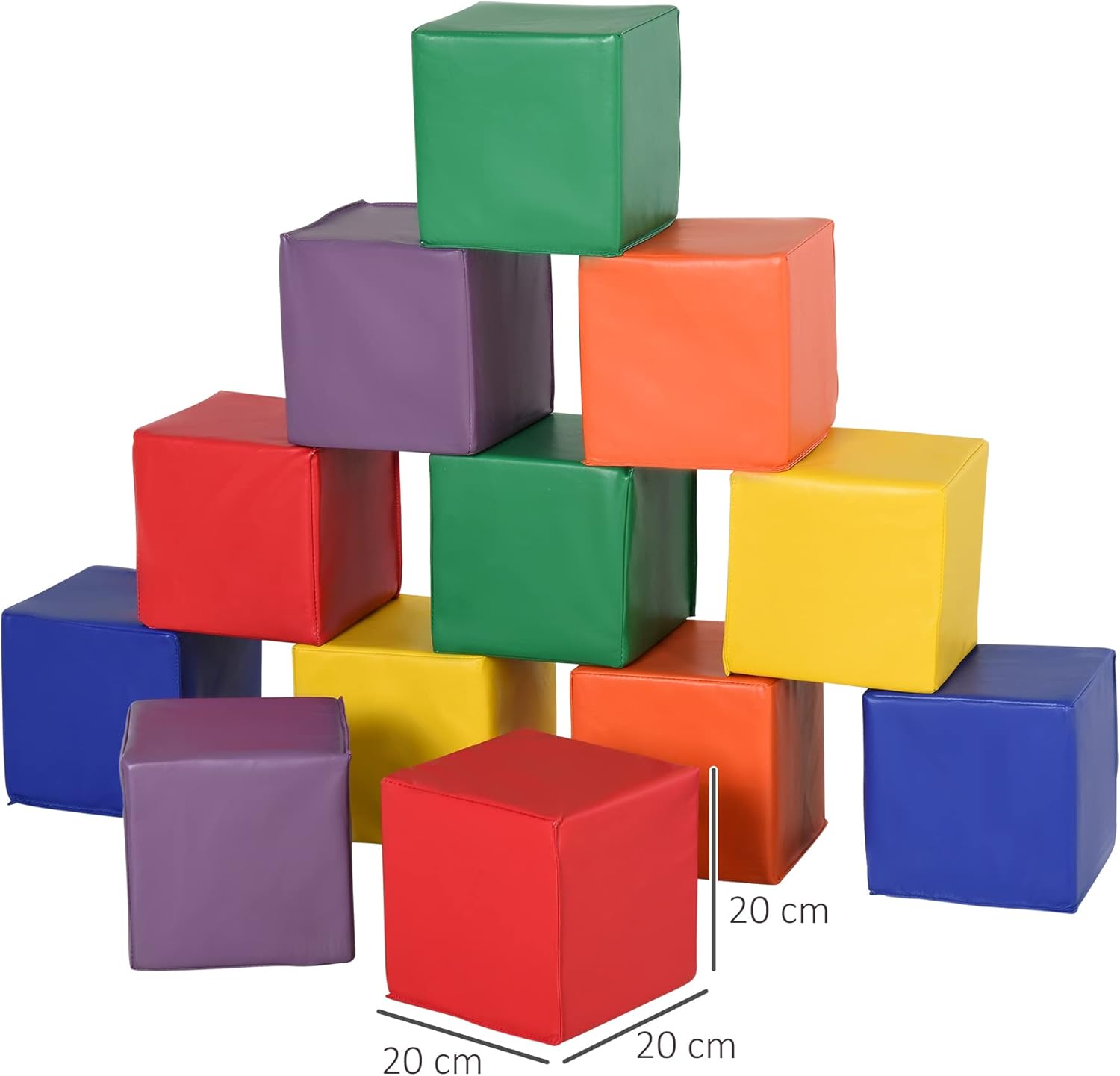 12 Piece Soft Play Foam Blocks Set for Toddlers, Baby Climbing Stacking Building Blocks, Indoor Learning Activity Toy, Safe PU Foam Playset, Ages 18 Months+