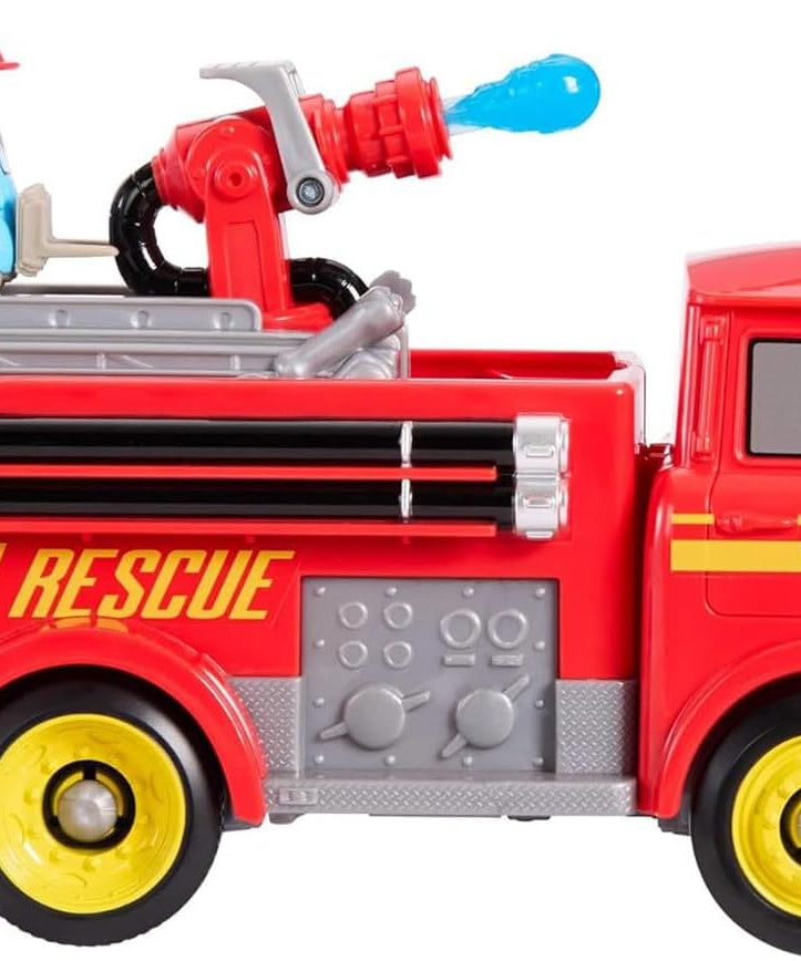 Mattel Disney and Pixar Cars Toy Firetruck, Radiator Springs Race & Rescue Fire Fighting Red & Guido, 2 Plastic Flame Targets & 2 Water Projectiles, JFL54