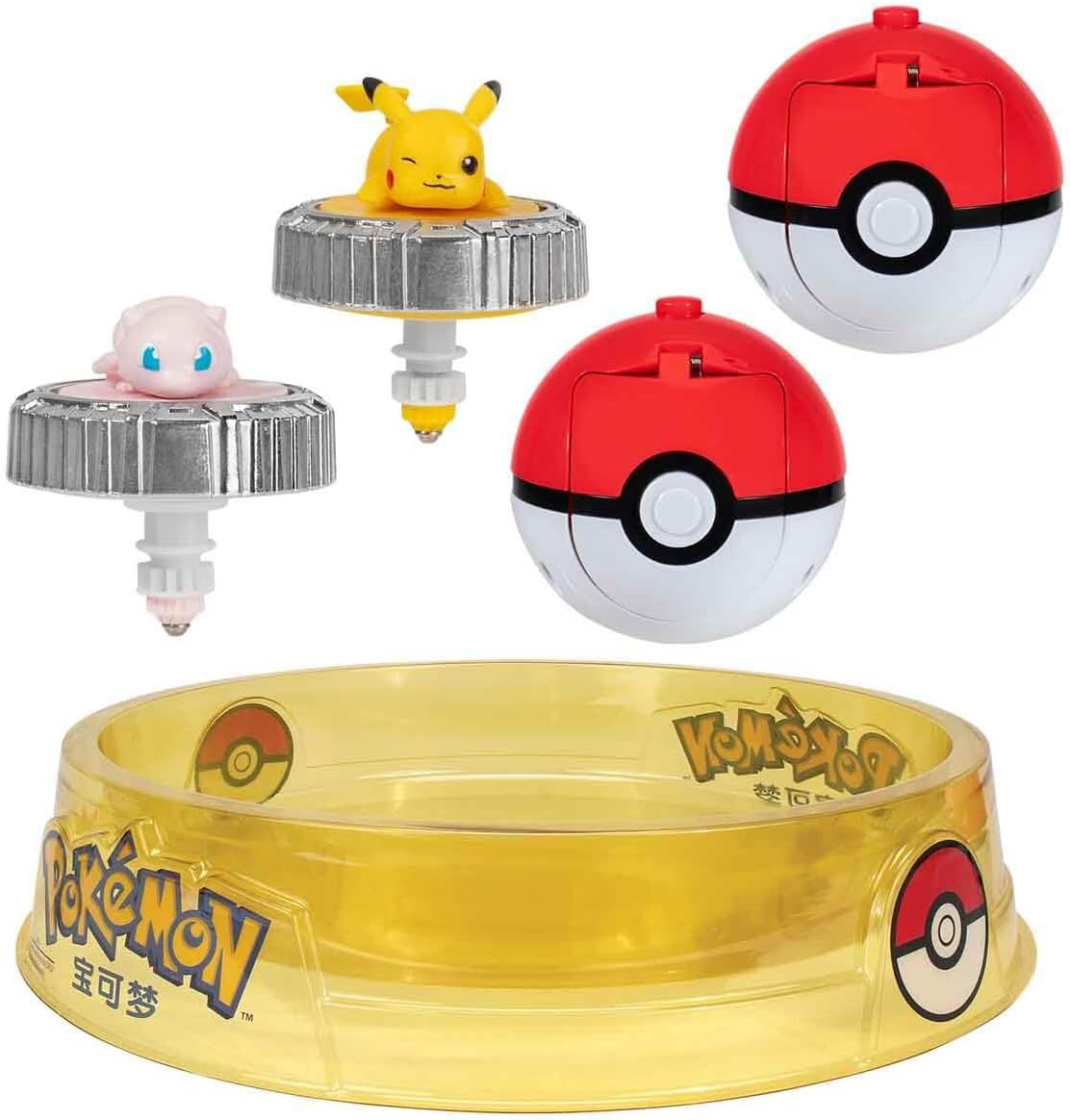 Pokémon Battle Spinner Arena Set, Pikachu & Mew, Head-to-Head Spin Launch Battle Playset, Official Pokémon Toy, Ages 4+
