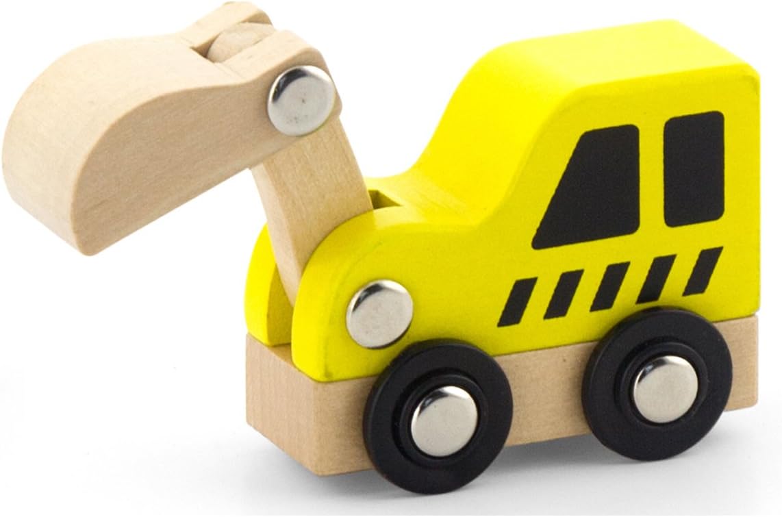 Viga Wooden Construction Vehicles Set, 6-Piece Push Along Play Trucks, Educational Toy, Ages 3+